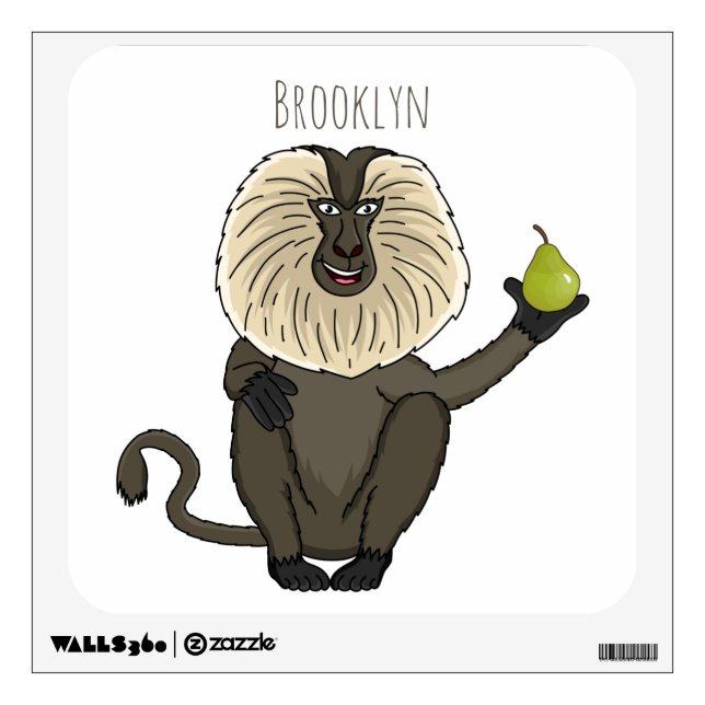 Funny lion tailed macaque monkey cartoon wall decal (Front)