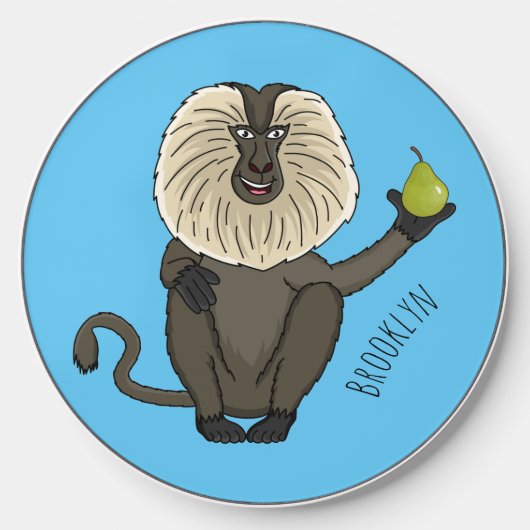 Funny lion tailed macaque monkey cartoon wireless charger (Front)