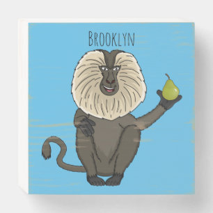 Funny lion tailed macaque monkey cartoon wooden box sign