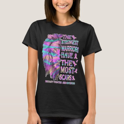Funny Lion The Strongest Warriors Breast Cancer Aw T_Shirt