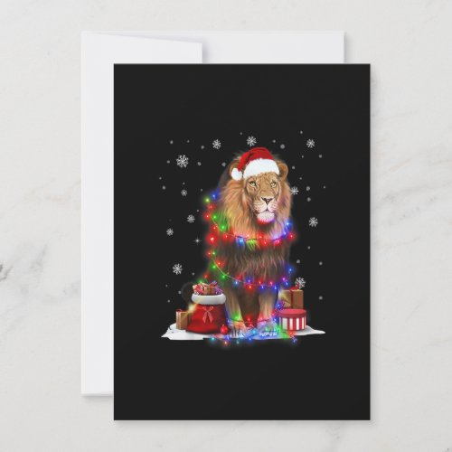 Funny Lion Tree Christmas Lights Xmas Pajama Match Invitation