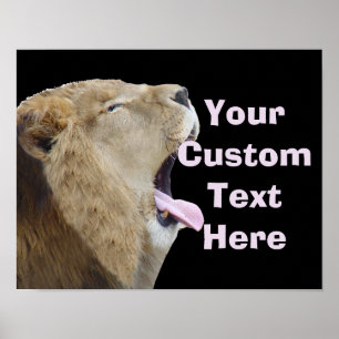 Funny Lion With Tongue Out Poster Print
