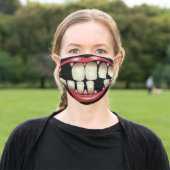 Funny lips bad teeth gum problems cartoon adult cloth face mask (Outside)