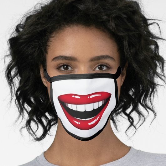 Funny Lips Open Mouth Face Mask (Worn Her)
