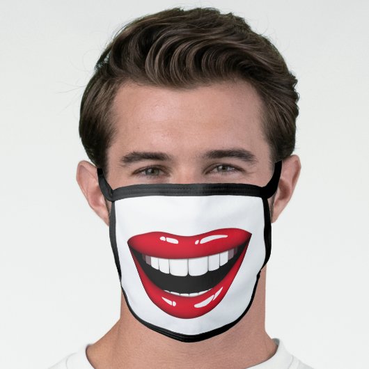 Funny Lips Open Mouth Face Mask (Worn Him)
