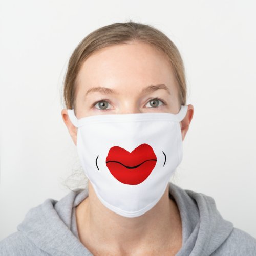 Funny Lips White Cotton Face Mask