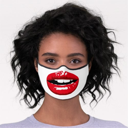 Funny lips white teeth botox mouth humor premium face mask