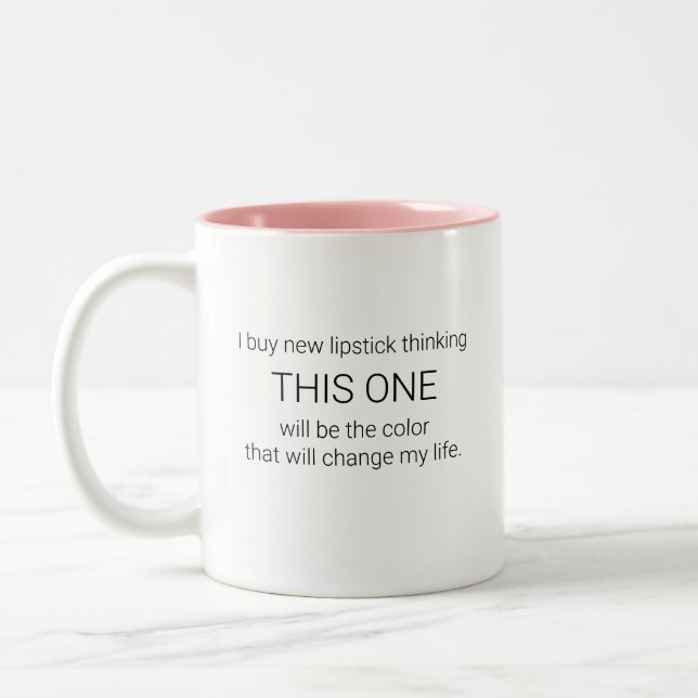 Funny Lipstick Two-Tone Coffee Mug (Left)