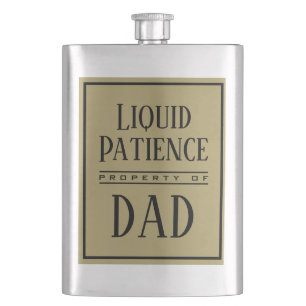 Funny Liquid Patience Quote Custom Modern Monogram Flask