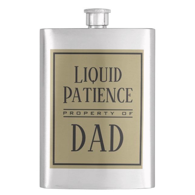 Funny Liquid Patience Quote Custom Modern Monogram Flask (Front)