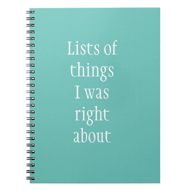 Funny Lists of things Humor Notebook (Front)