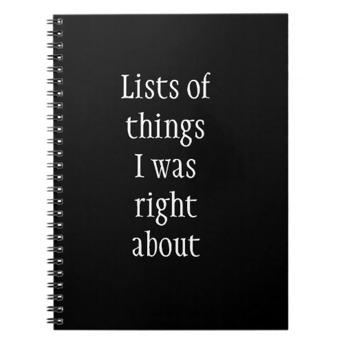 Funny Lists of things Humor Notebook