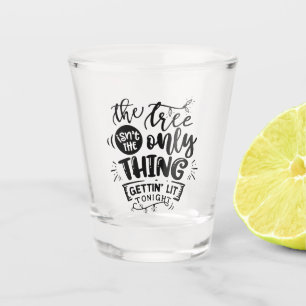 Funny lit Christmas tree drinking party Shot Glass