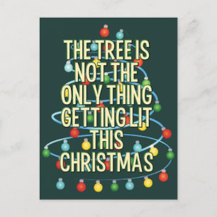 Funny Lit Christmas Tree Holiday Postcard