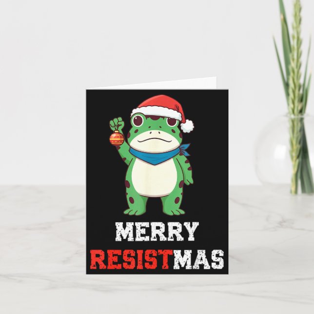 Funny Litical Frog Christmas Merry Resistmas 2025  Card (Front)