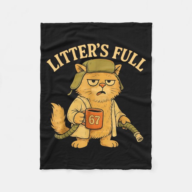 Funny Litter’s Full Cat Parody 67 Six Seven Meme  Fleece Blanket (Front)