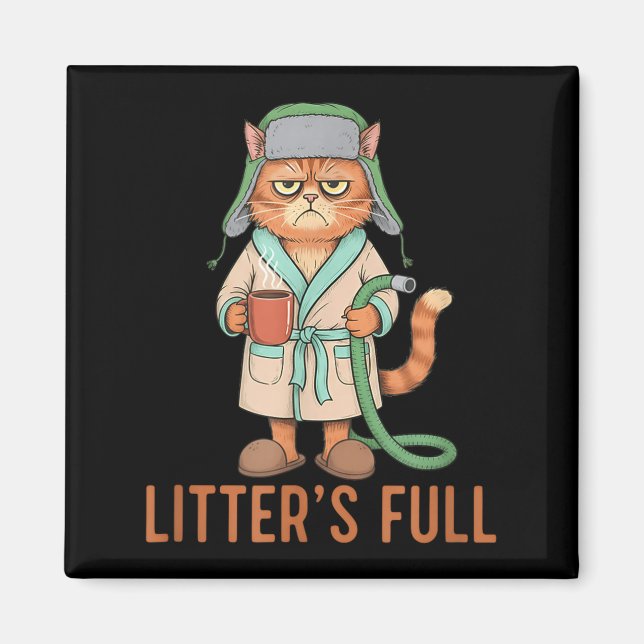 Funny Litter’s Full Cat Parody Litter’s Full Funny Magnet (Front)