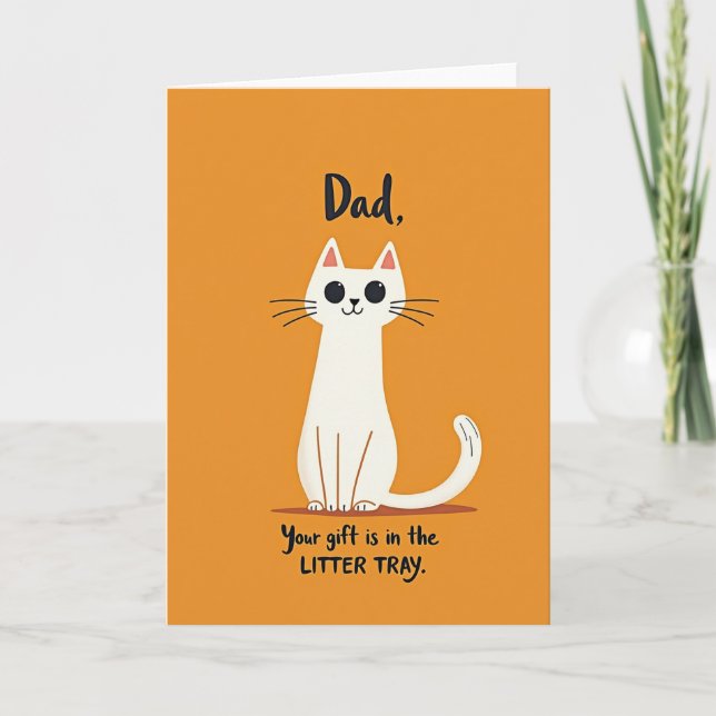 Funny Litter Tray Dad Card (Front)