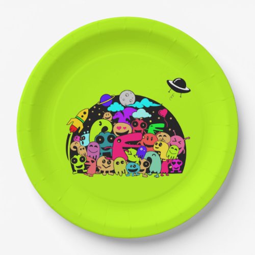 Funny Little Alien Creatures From Outer Space Paper Plates