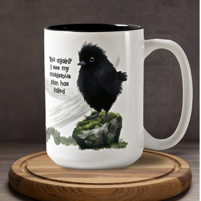 Funny Little Black Bird Sarcastic Good Morning  Two-Tone Coffee Mug (Creator Uploaded)