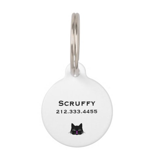 Funny Little Black Cat Pet Name Tag