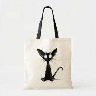 Funny Little Black Oriental Cat Tote Bag