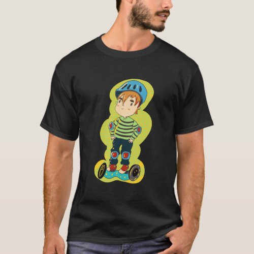 Funny Little Boy On Hoverboard Gift Idea Schoolboy T_Shirt