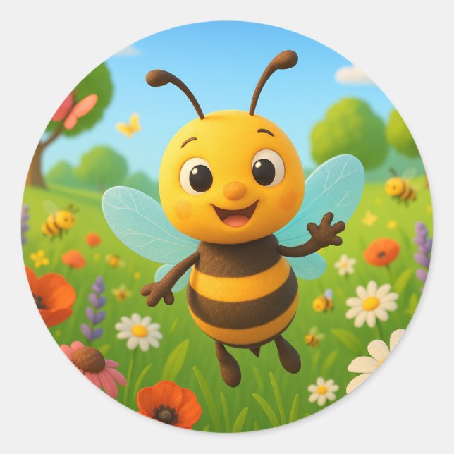 Funny little bumblebee sticker (Front)