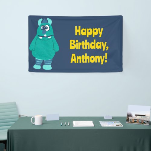 Funny Little Cartoon Monsters Boys Birthday Banner