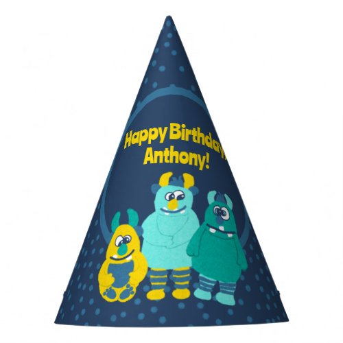 Funny Little Cartoon Monsters Boys Birthday Party Hat