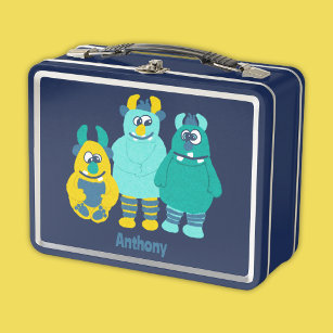 Funny Little Cartoon Monsters Boys Metal Lunch Box