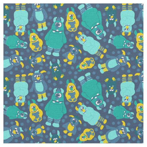 Funny Little Cartoon Monsters Boys Patterned Fabric