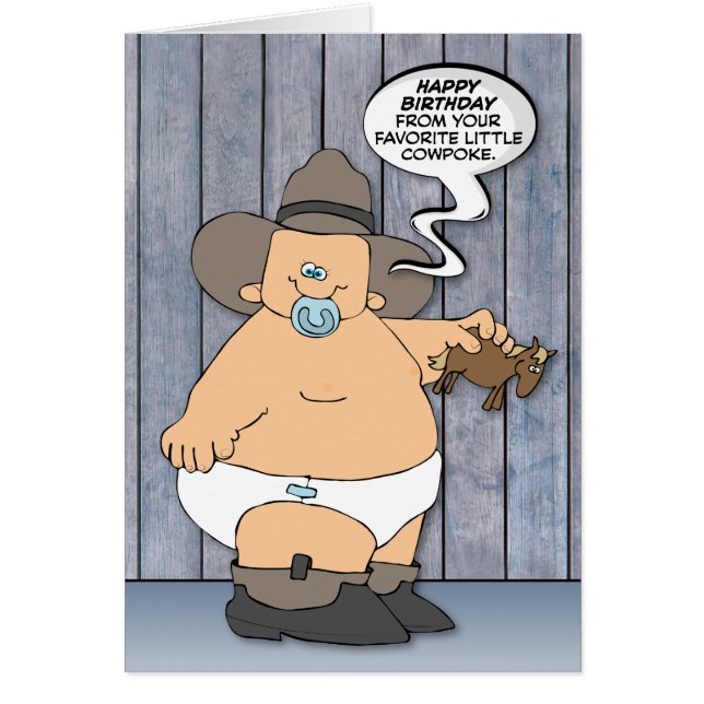 Funny “Little Cowpoke” Inner Child Birthday Card (Front)