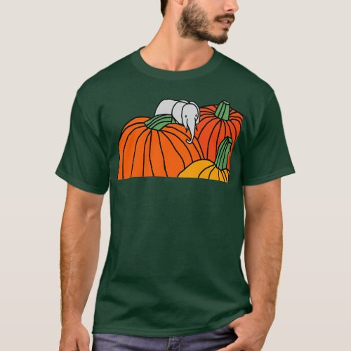 Funny Little Elephant and Halloween Pumpkins T_Shirt
