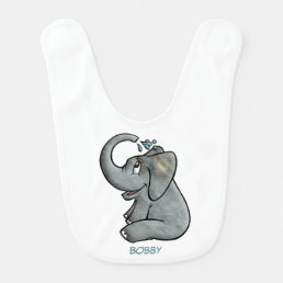 Funny LIttle Elephant Takes a Shower Bib