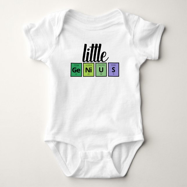 Funny Little GeNiUS Periodic Table Element Symbols Baby Bodysuit (Front)