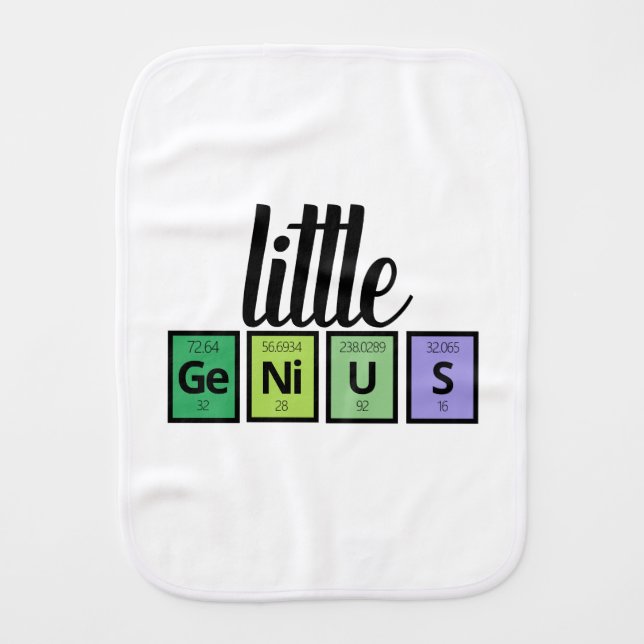 Funny Little GeNiUS Periodic Table Element Symbols Baby Burp Cloth (Front)
