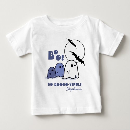 Funny Little Ghosts  Custom Name Halloween Baby T_Shirt