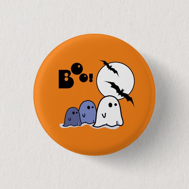 Funny Little Ghosts. Halloween Gift  Button (Front)