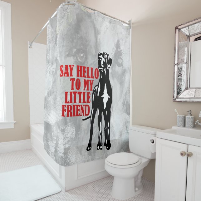 Funny Little Great Dane Shower Curtain (In Situ)