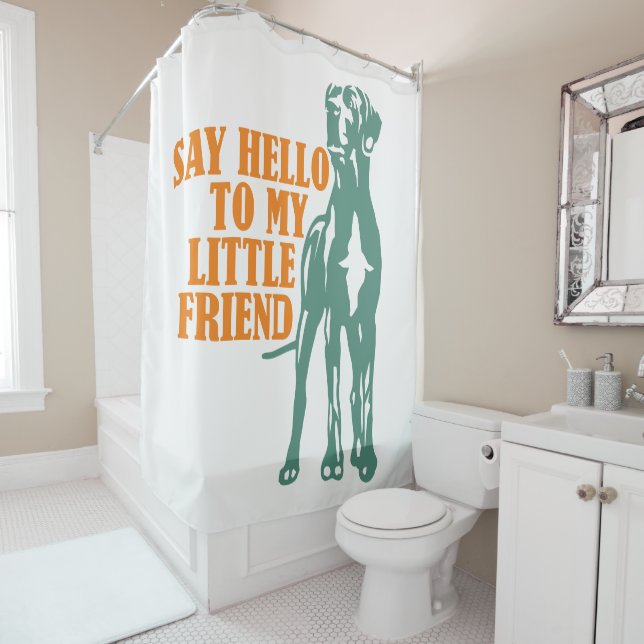 Funny Little Great Dane Shower Curtain (In Situ)