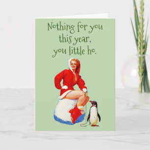 Funny Little Ho Naughty For Her Christmas Holiday Card
