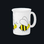 Funny Little Honey Bee Cute Beverage Pitcher<br><div class="desc">Cute illustration of a little yellow bumble bee.  For honey lovers!</div>