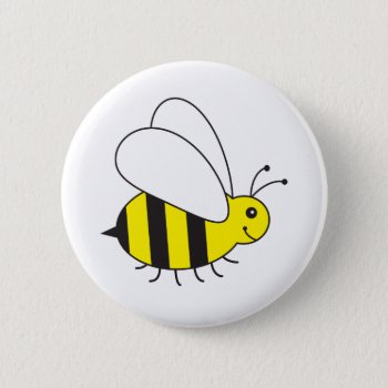Funny Little Honey Bee Cute Button by DoodleDeDoo at Zazzle