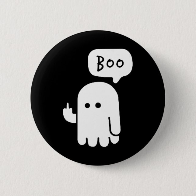 Funny Little Middle Fingers Cute Ghost Boojee Hall Button (Front)
