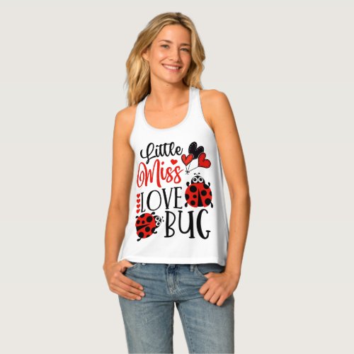 Funny Little Miss Love Bug Cute Valentines Day Tank Top