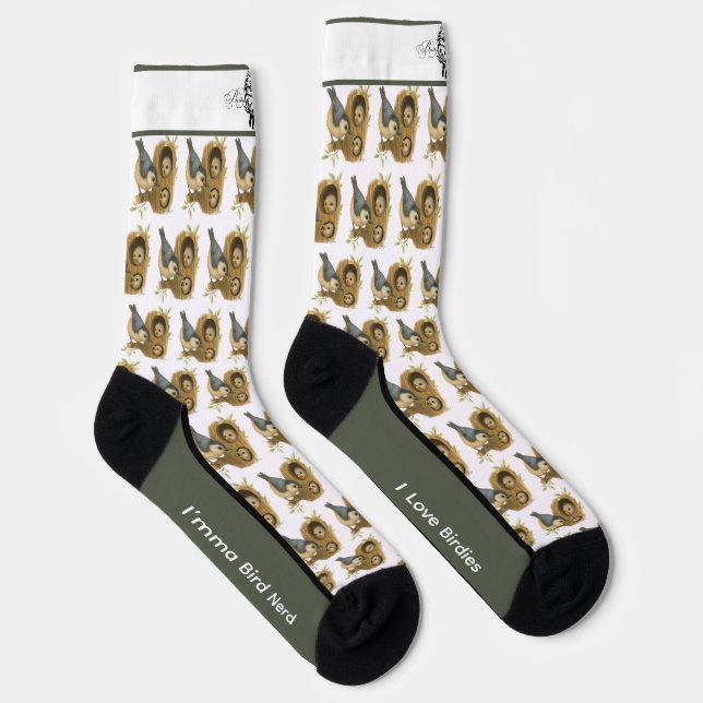 Funny Little Nuthatch Bird Socks (Right)