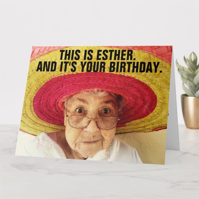 FUNNY LITTLE OLD LADY GIANT BIRTHDAY CARD (Small Plant)