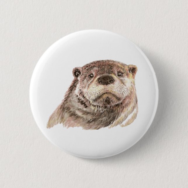 Funny Little Otter, Cute Animal Nature Button (Front)