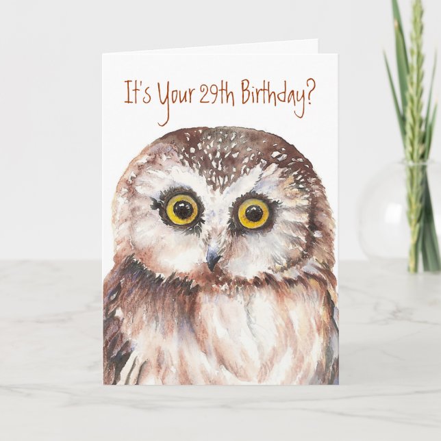 Funny-Little Owl, 29th Birthday Card (Front)